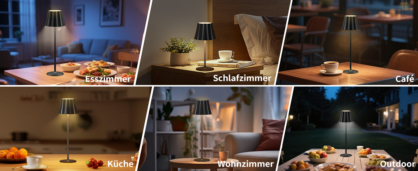 Бездротова LED-лампа Suright для столу з акумулятором 5000mAh, 3 режими кольору та регулюванням яскравості, IP54 вологозахист для вулиці, кемпінгу, тераси, вітальні, спальні