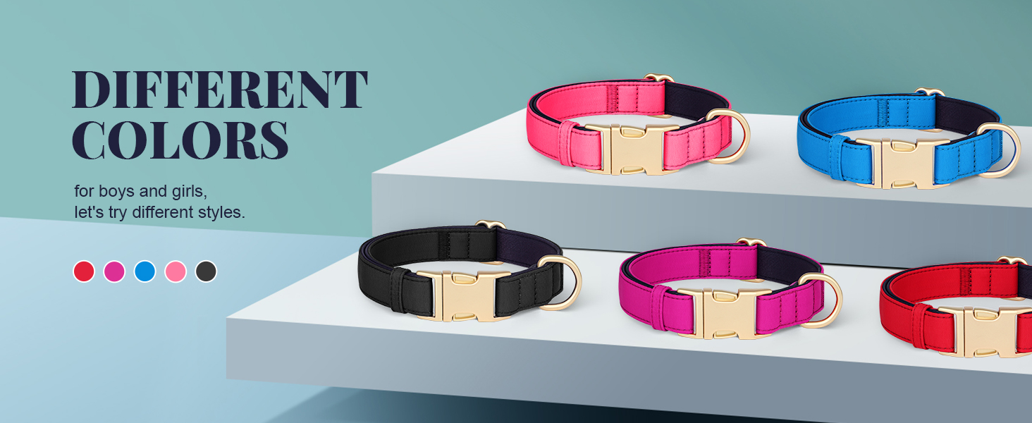 Нашийник для собак Didog з нейлону, м'який, з металевою застібкою, для великих, середніх собак, чорний, L (38-58 см)