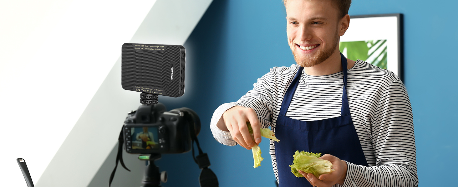 LED-відеолампа Newmowa NMW-80AI для селфі, TikTok, відеоконференцій та макіяжу, з датчиком світла