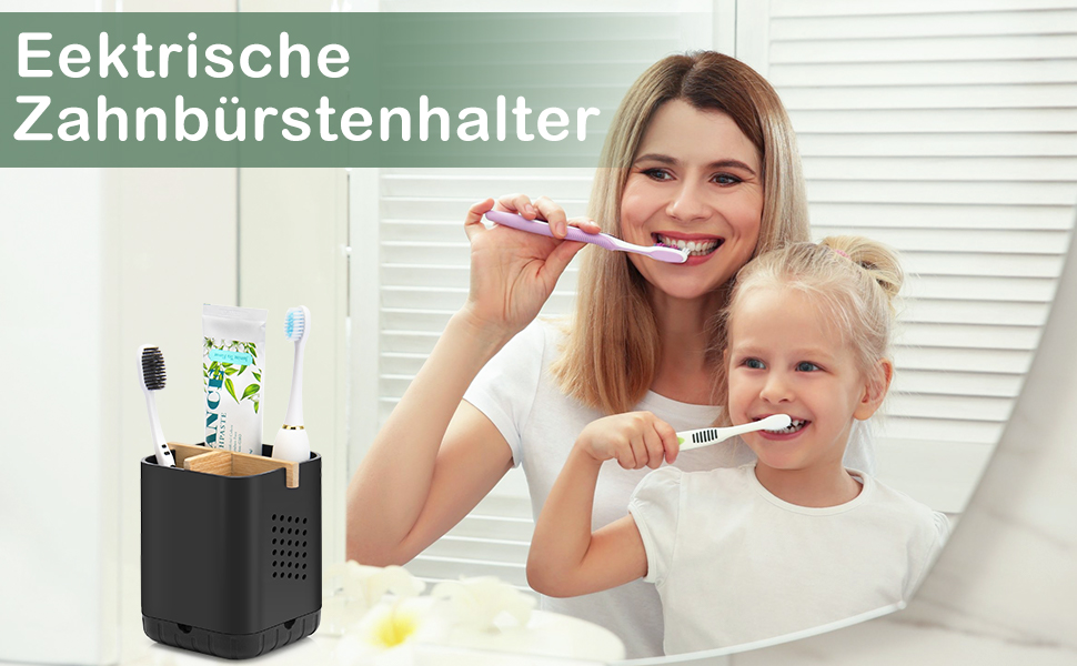 Тримач для електричної зубної щітки з підставкою для насадок, органайзер для ванної кімнати, чорний