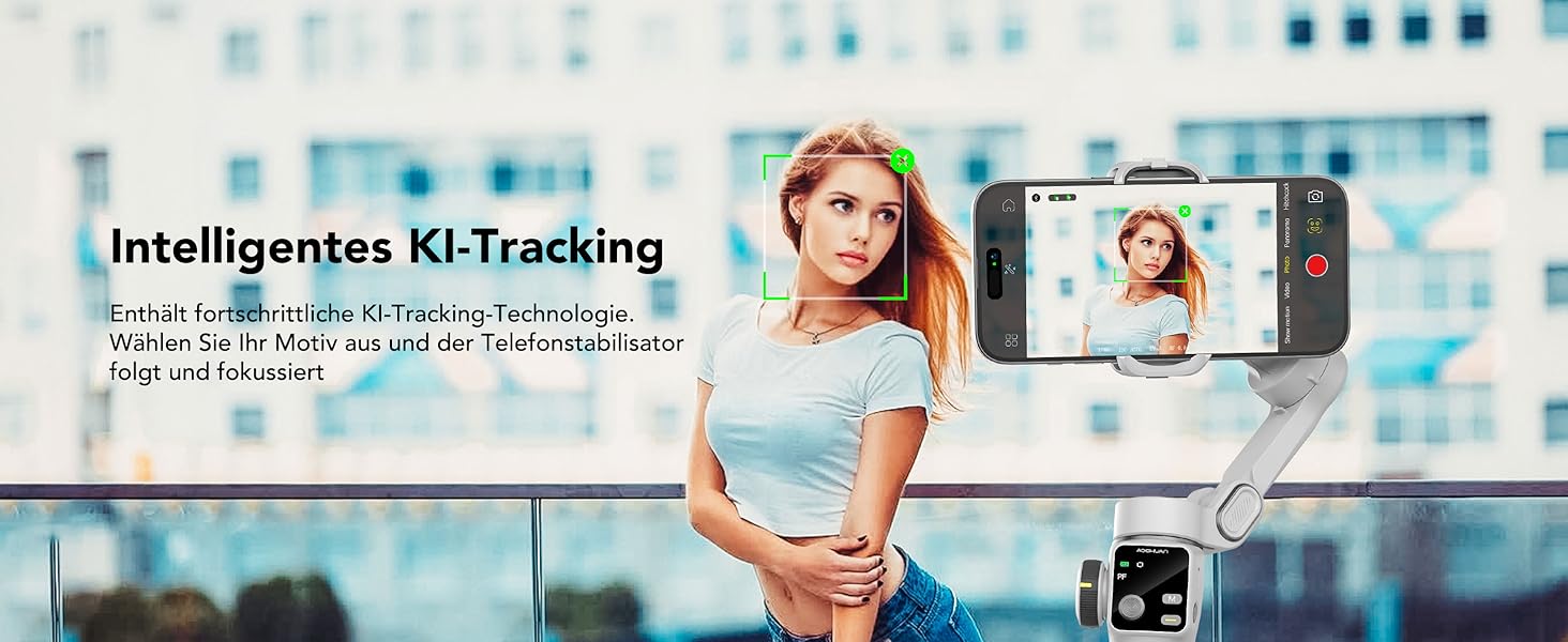 Стабілізатор гіроскоп AOCCHUAN Smart V8 з 7.8-дюймовою штангою, AI-трекінг, OLED-дисплей, кнопка зйомки (Чорний)