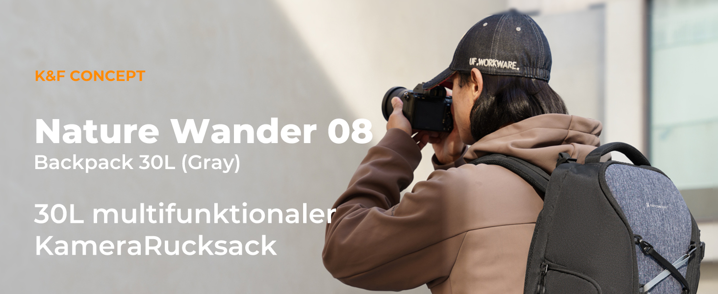 Рюкзак для камери K&F Concept 30L, водонепроникний, з захистом від дощу, для DSLR/SLR, 16