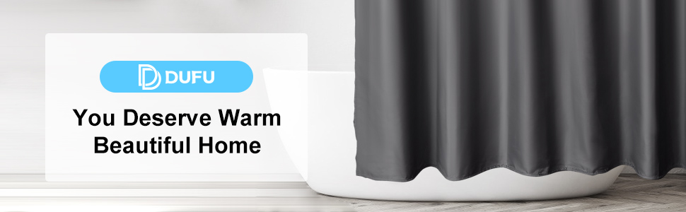 Шторка для душу DUFU, водовідштовхувальна, миється | Швидковисихаюча поліестер, 12 гачків | Напівпрозора захисна шторка для ванни (180x200 см, Темно-сірий)