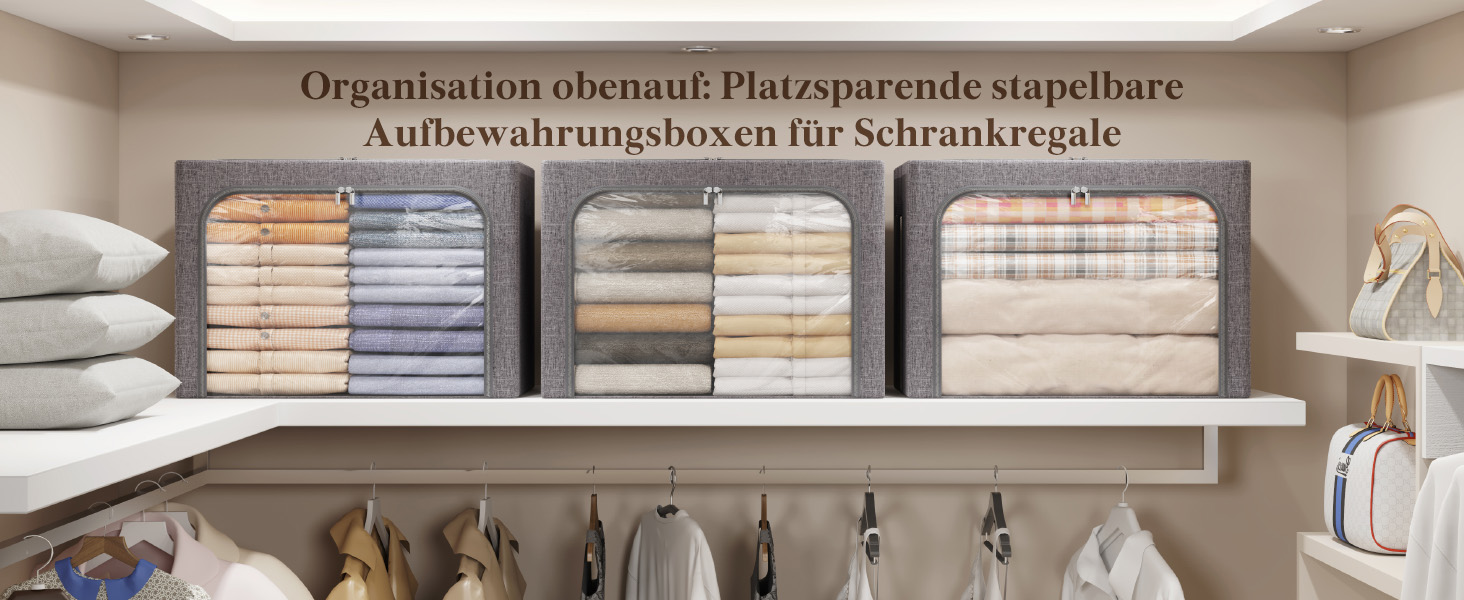 Коробка для зберігання одягу з кришкою від Lifewit, 100л, сіра (3 шт.)