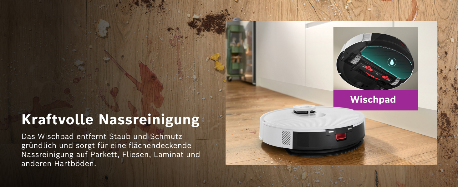 Робот-пилосос Bosch Spotless BCRD1W з функцією миття, 11000 Па, білий