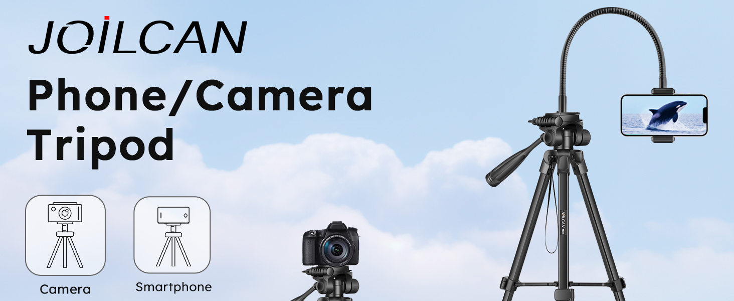 Штатив для камери JOILCAN 81'/206cm: штатив для смартфона з пультом, тринога з алюмінію для DSLR Canon Nikon, легкий туристичний штатив