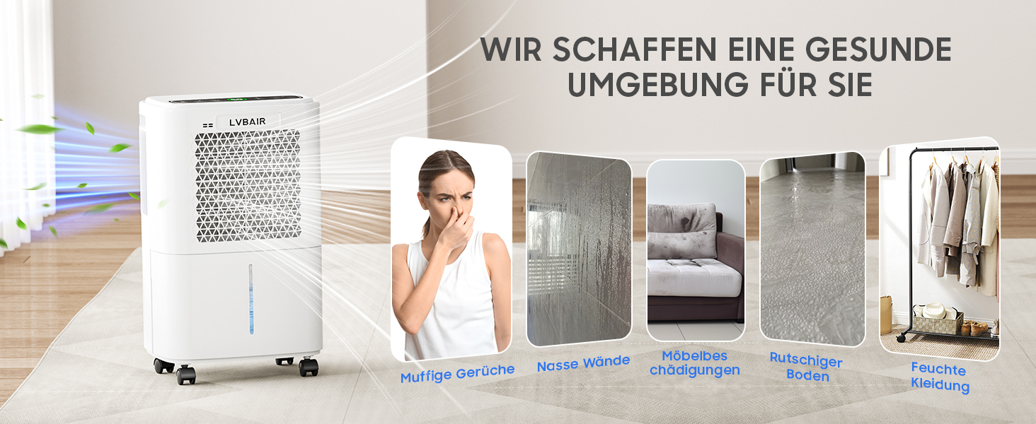 Електричний осушувач повітря 12л/день для 25м²/122м³ – потужне осушення, бак 2л, постійний дренаж, тиха робота, для спальні, підвалу, вітальні