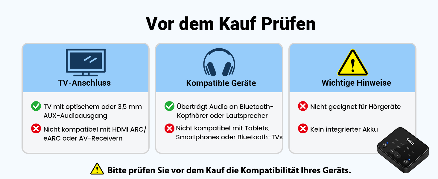 Bluetooth 5.3 трансмітер 1Mii для телевізора з підтримкою aptX Low Latency та Dual Link, B06T6-US