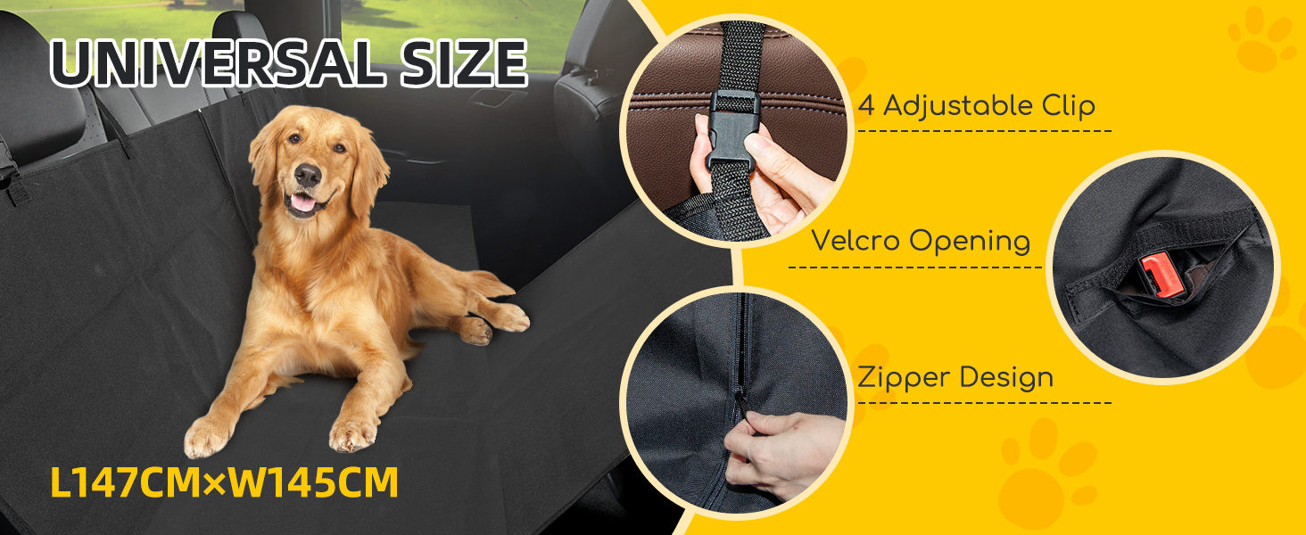 Захисний чохол для автокрісла для собак Nobleza, водонепроникний, 147x145 см, чорний