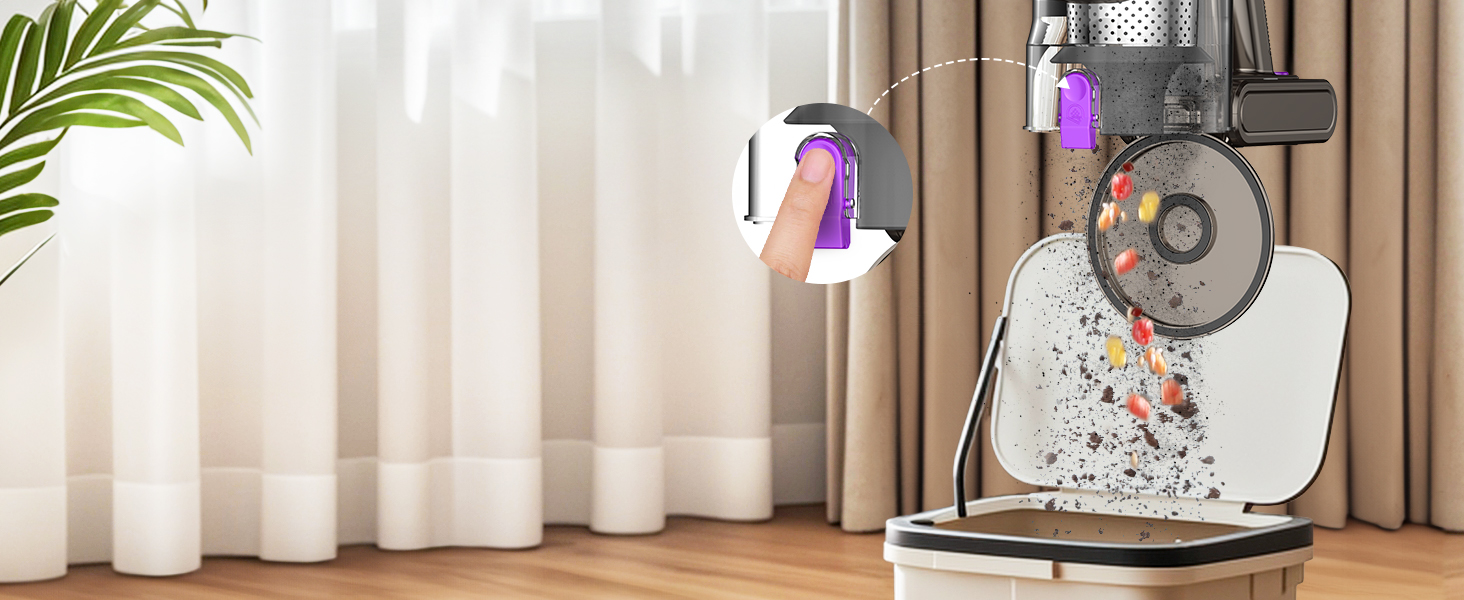 Бездротовий акумуляторний пилосос 45000Pa 550W з LED дисплеєм та антинамотувальною щіткою для шерсті тварин, твердих поверхонь та килимів - до 65 хвилин роботи