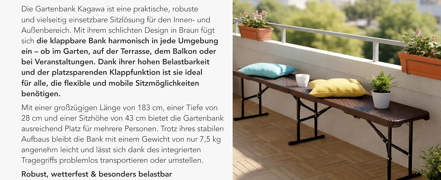 Стіл-буфет Floordirekt Buffettisch: розкладний пластиковий стіл 183x76 см з ручкою для перенесення, для саду, тераси, балкону, кемпінгу (на 6 осіб)