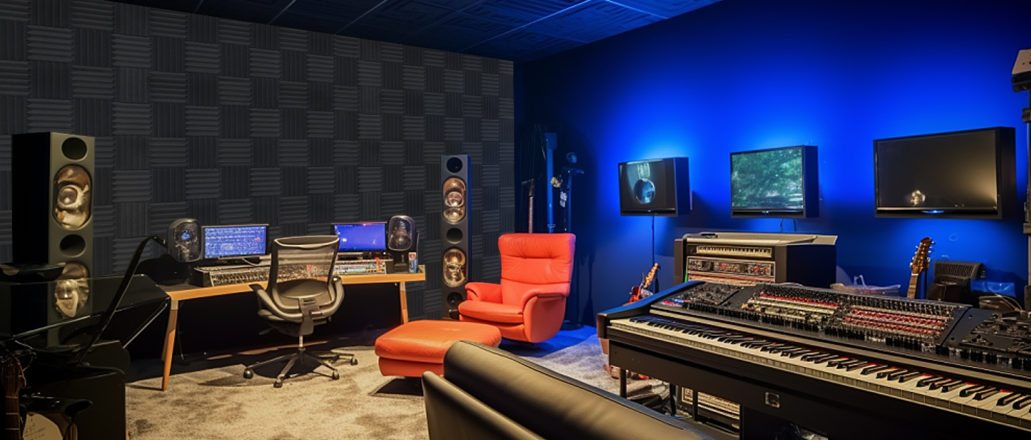 Акустичний поролон для звукоізоляції самоклеючий, пірамідні панелі 30x30x2.5 см, набір 24 шт. для студії, офісу та стелі