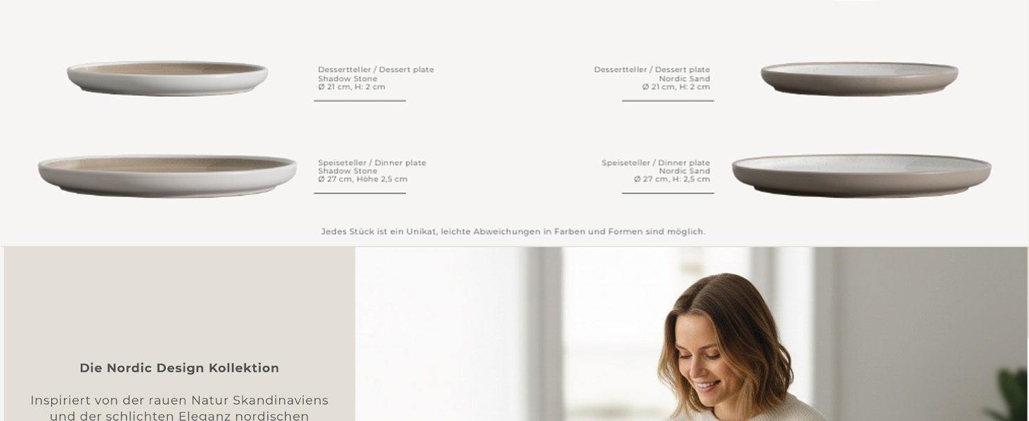 Сервіз Hausfelder для 8 осіб (32 елементи) з каменю Shadow Stone – тарілки, миски, чашки. Сервіз з кераміки, стійкий до миття в посудомийній машині