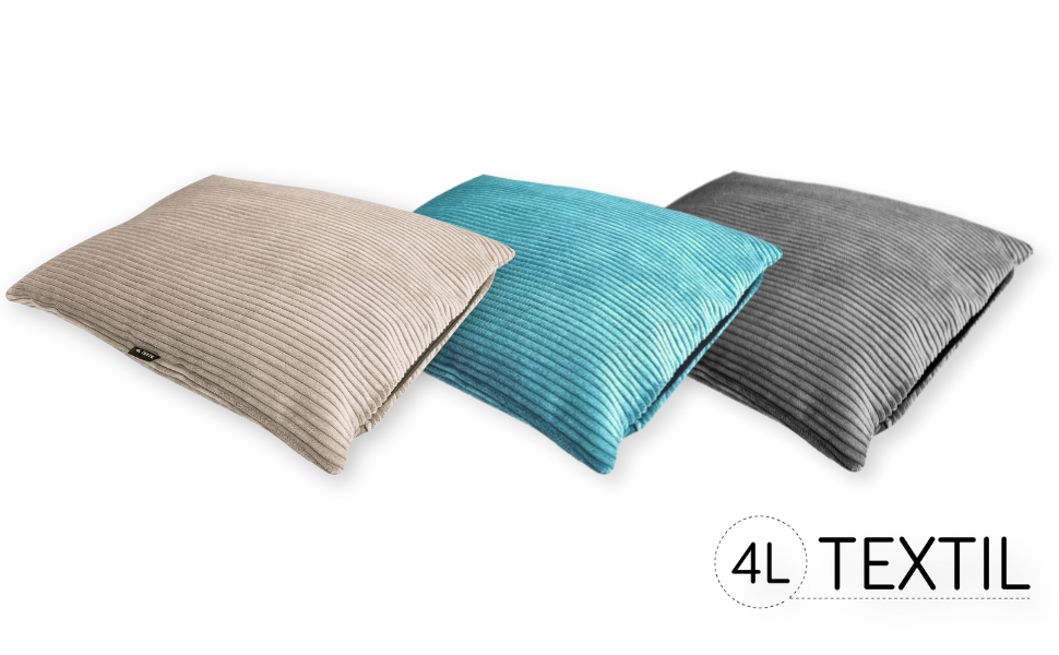 4L Textil ZOE - М'яке собаче ліжко з тканини Corduroy, 60x50 см, бежеве (смужки)