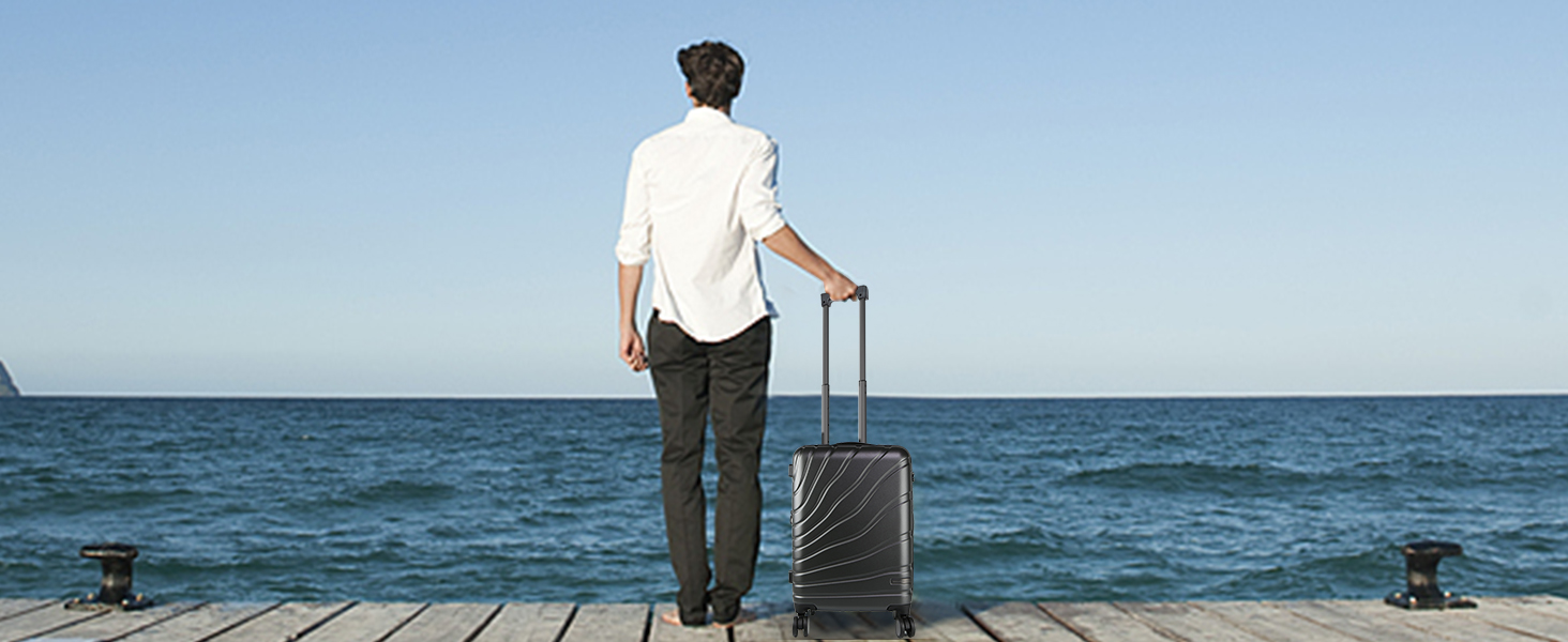 Валіза ручної поклажі Vankean з обертовими колесами та TSA-замком, розширювана, сірого кольору, 20 дюймів