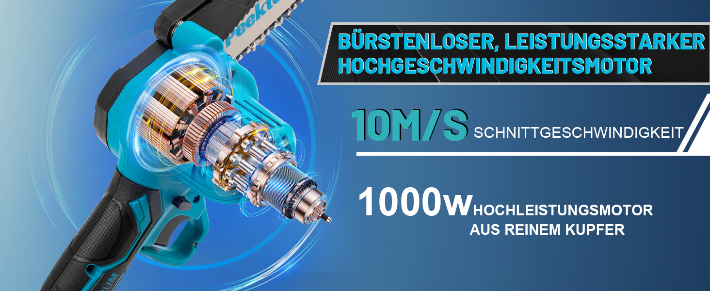 Акумуляторна міні-пила (6 дюймів) з безщітковим мотором 1000W та акумулятором 4000mAh. У комплекті 2 ланцюги та захисний вимикач. Ідеально для обрізки гілок та дерева.