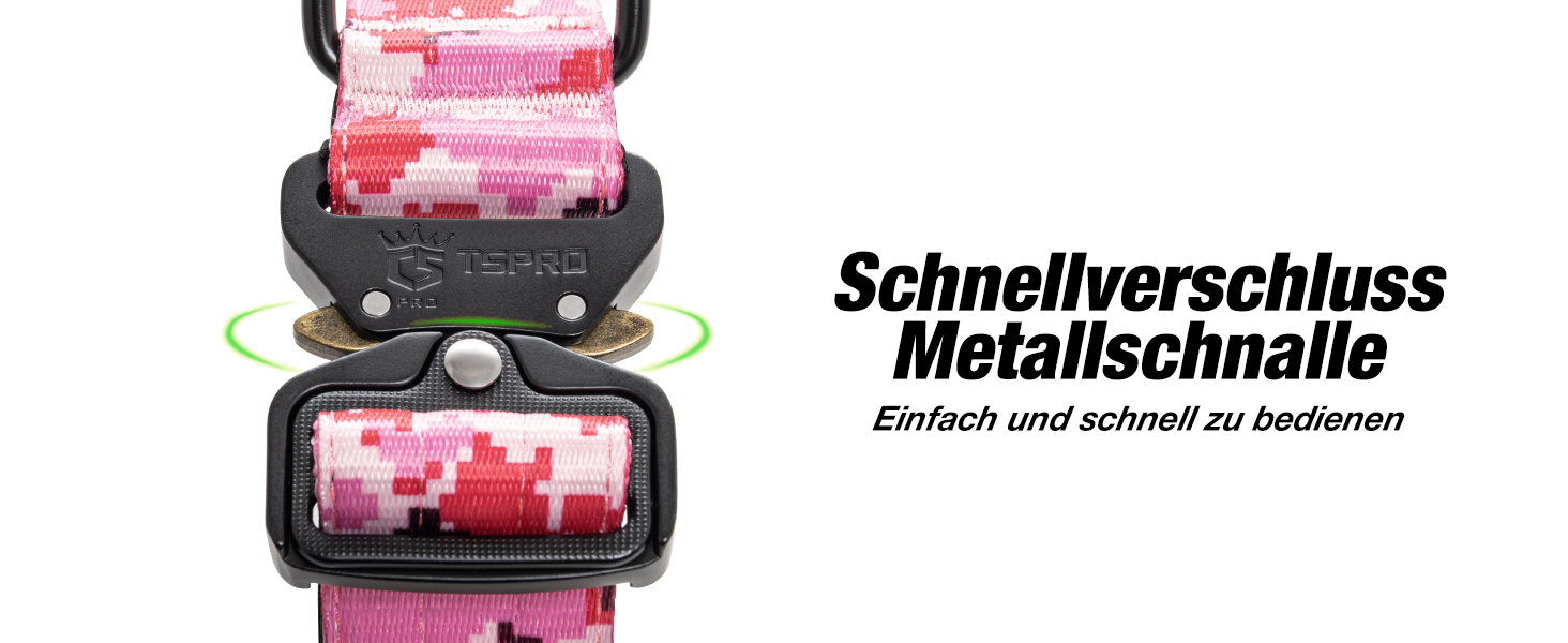 Нашийник для собак TSPRO Premium тактичний, великий, з металевою застібкою, камуфляжний синій, L (47-63.5 см)