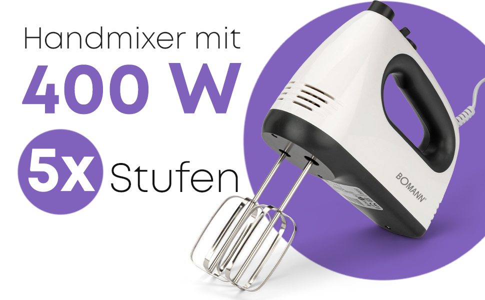 Міксер ручний Bomann HM 6054 CB | 400 Вт, 5 швидкостей, нержавіюча сталь
