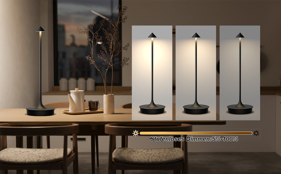 Світлодіодний настільний світильник Leomix акумуляторний, димований, водонепроникний IP54, чорний - 1 шт.