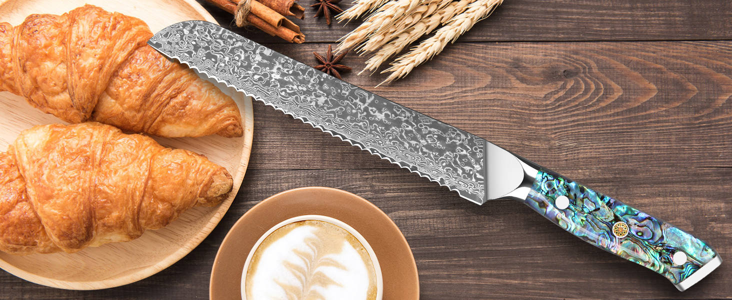 Ніж Santoku з дамаської сталі 18 см: преміум якість, VG-10 сталь, ручка з мушлі Абалоне, подарункова коробка