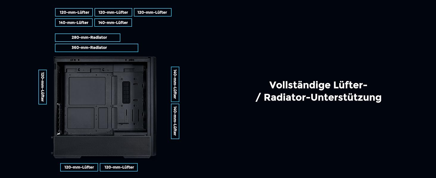 Ігровий корпус для ПК Lian Li LANCOOL 207 Digital ATX Midi Tower, чорний, з LCD-дисплеєм, підтримка відеокарт до 375 мм та радіаторів до 360 мм