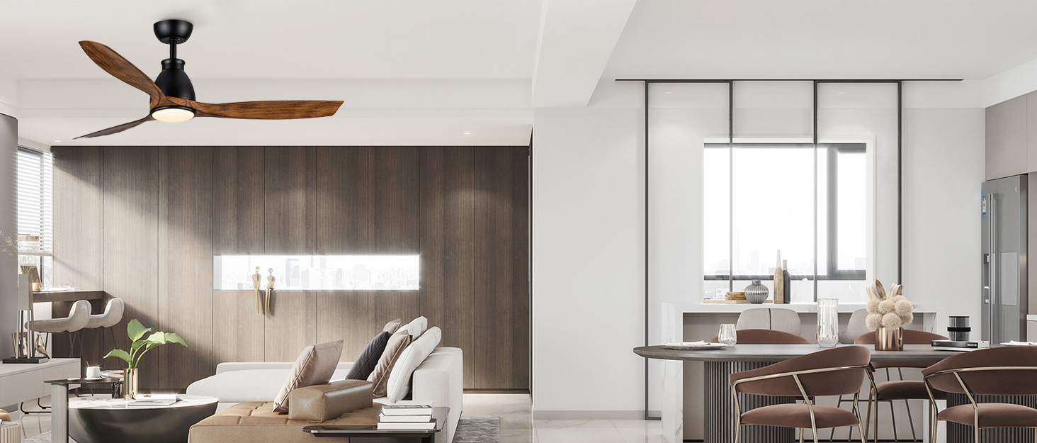 Стеляний вентилятор Newday 153см, чорний з підсвіткою та пультом, 5 лопастей, DC мотор, регулювання швидкості, таймер, для дому