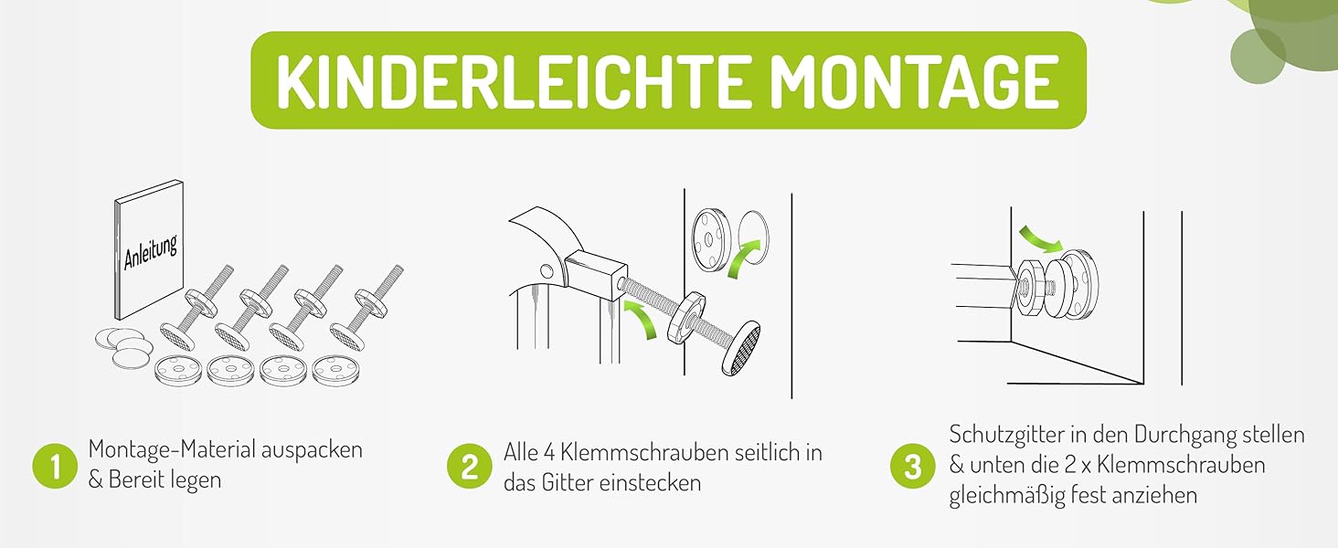 Захист від травм для дітей BOMI Miko: дерев'яні ворота для дверей, без свердління, кут 90°, ширина 63-71 см, чорний колір