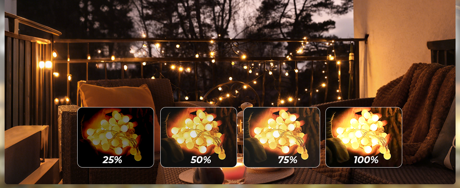 Гірлянда світлодіодна 15м, 100 LED, для дому та саду, IP44, 8 режимів, вологостійка, для дитячої кімнати, декору тераси та балкону