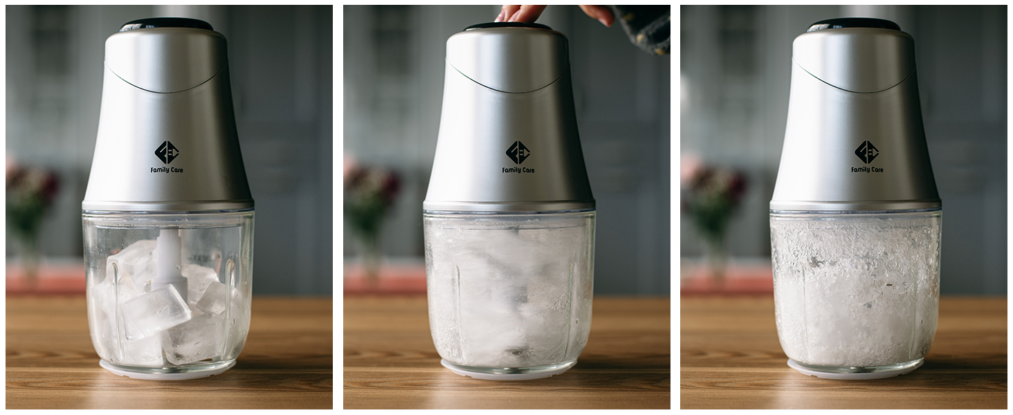 Електричний подрібнювач Family Care для кухні: 3 титанові леза, 300W, скляна чаша 600 мл, багатофункціональний, для м'яса, цибулі, овочів, горіхів, льоду