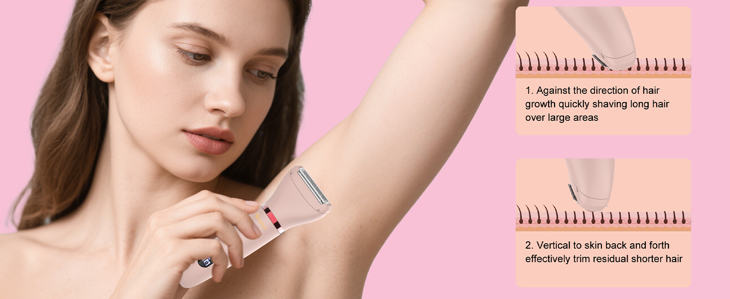 Електричний жіночий триммер 3-в-1 для обличчя, тіла та зони бікіні. Вологостійкий, з LCD-дисплеєм, рожевий
