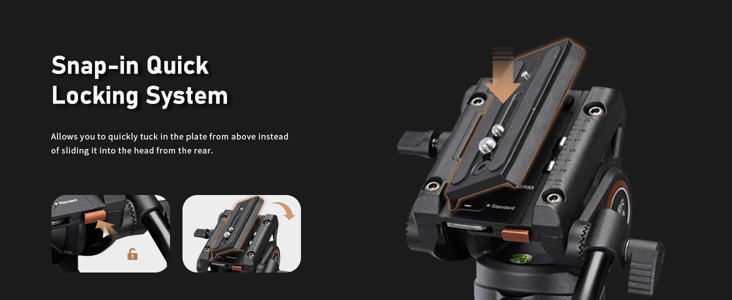 Штатив відео Cayer BF30L з пливним кріпленням, 73' (22м) – міцний штатив для DSLR, відеокамер, камер (13.2 кг)