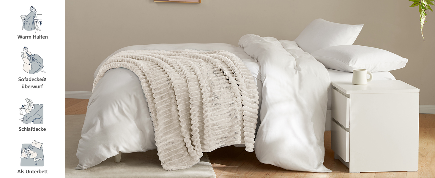 Плед WAVVE: м'який флісовий плед для дивану, софи, кімнати. 150 x 200 см, сірий