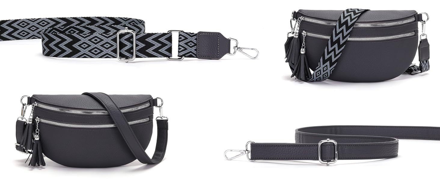 Сумка-бананка жіноча бежева через плече середнього розміру кросбоді з відділенням для карток та 2 ремінцями - ідеальна для міста!