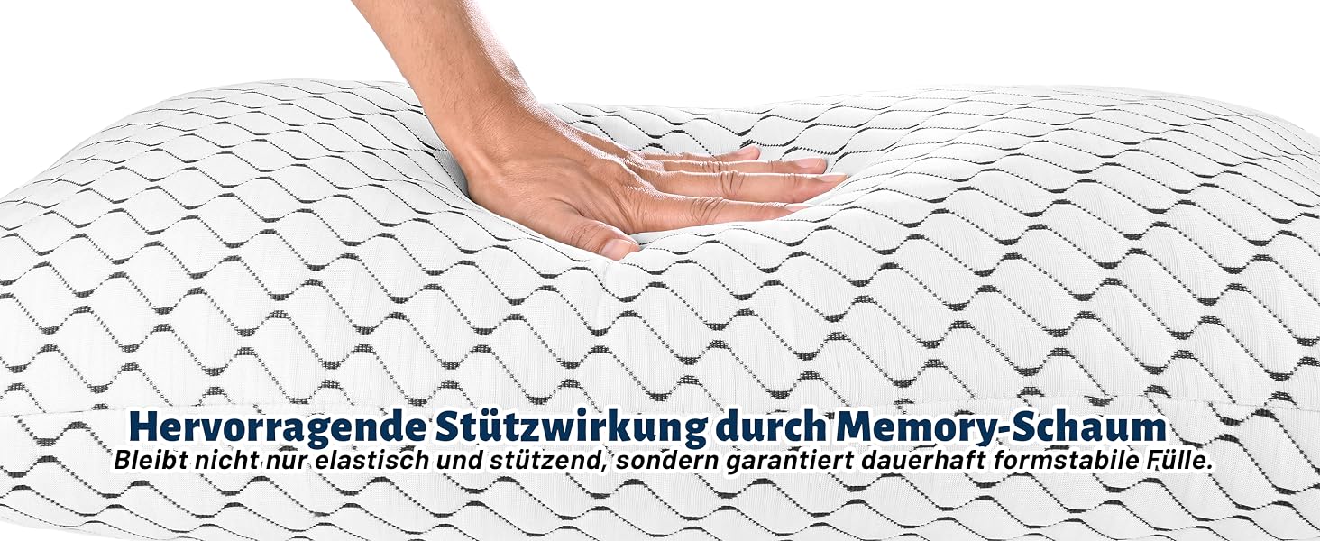 Подушка з піни Memory Foam для сну, охолоджуюча, ортопедична для бокового сну (40x80 см, сіра хвиля)