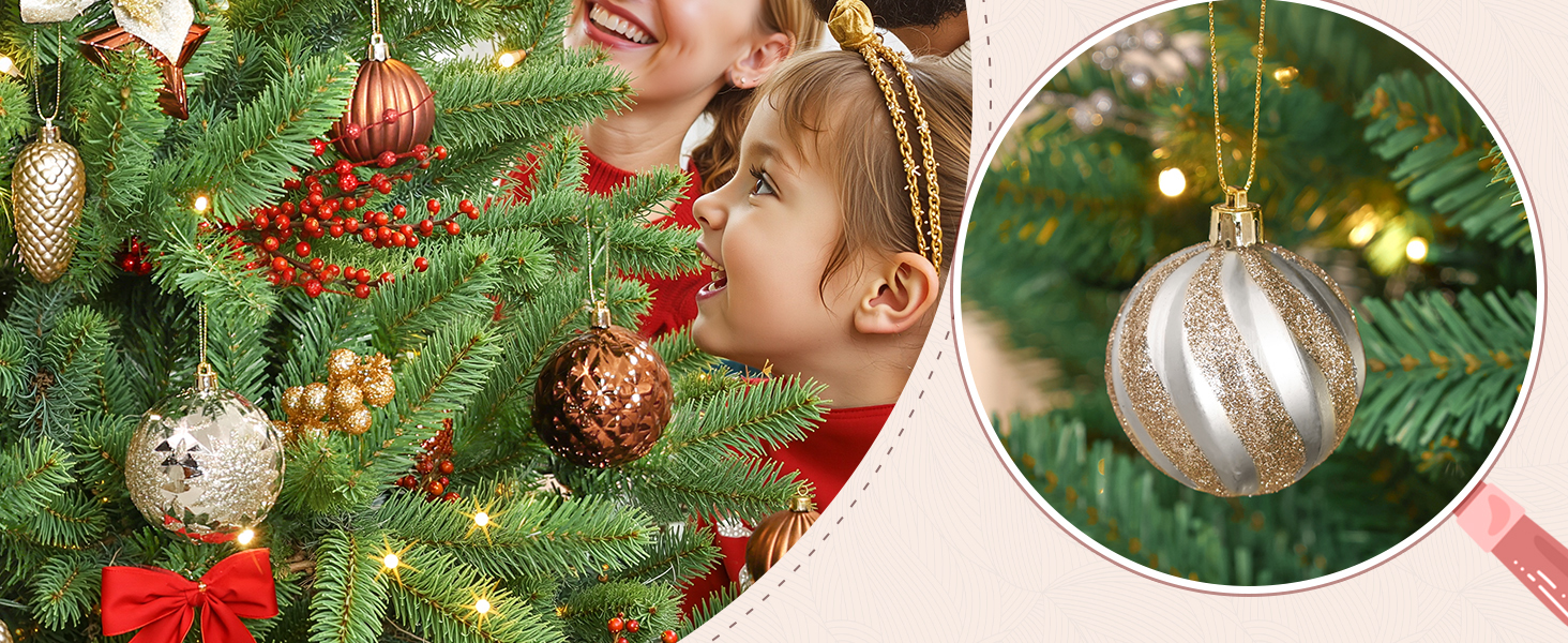 Набір прикрас для ялинки Alupssuc 128 шт. - ялинкові кулі, квіти, орнаменти, червоно-золотий (шампань, коричневий)