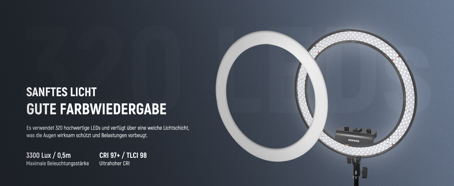 NEEWER Комплект кільцевого світла для фото та відео: 48 см, 52 Вт, регульоване LED світло, штатив, Bluetooth, для смартфона, YouTube, селфі (RP18B Pro)