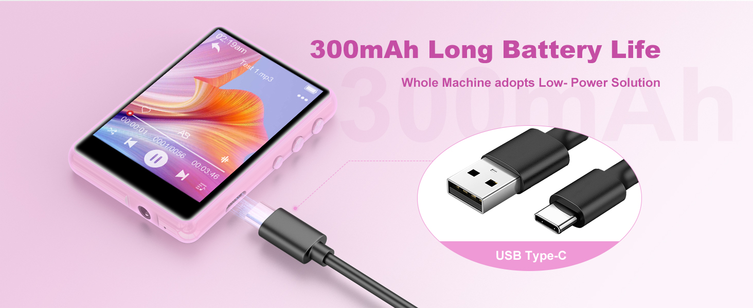 MP3 плеєр SWOFY з Bluetooth 5.3, 64ГБ, HiFi звук, вбудований динамік, FM-радіо та диктофон, 2.4
