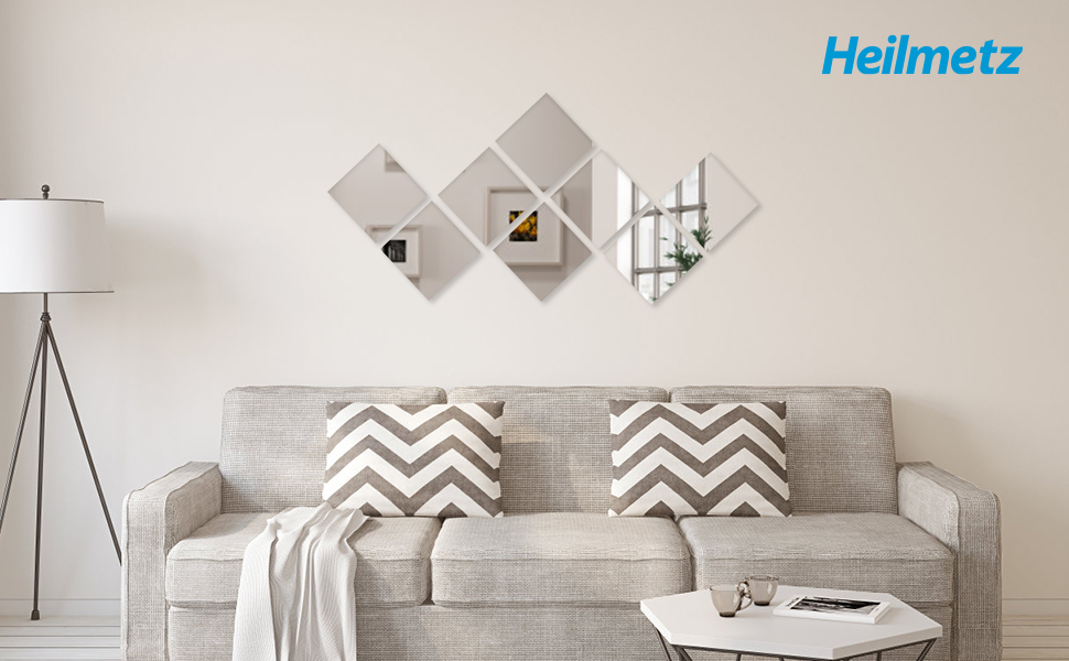 Дзеркальна плитка самоклеюча 15x15 см, 8 шт. - для декору стін, шаф, ванної кімнати, вітальні, спальні