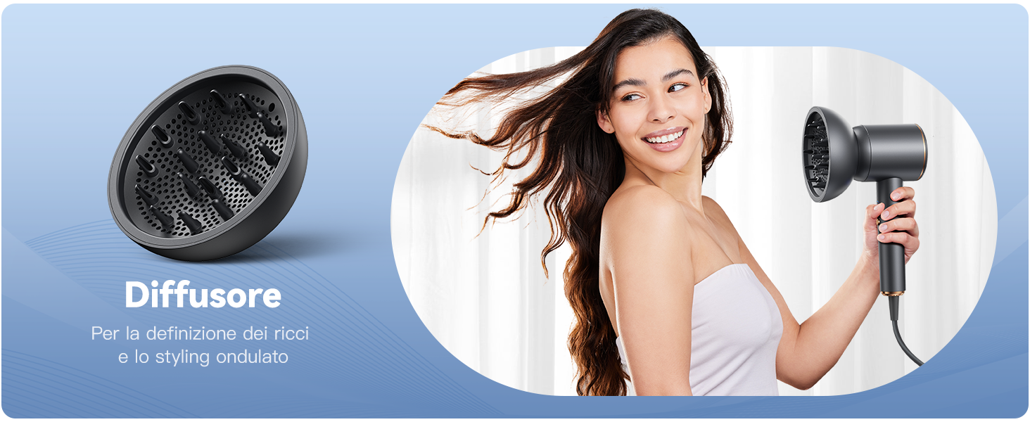 Складаний фен DEWILY Profi: потужний, тихий, для подорожей, сірий. 3 режими нагріву, 1 насадка.