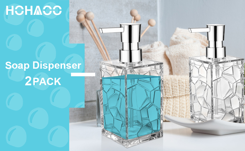 Набір диспенсерів для мила та рідин 2 шт, 320 мл, акрил, для кухні та ванної кімнати, безбарвні