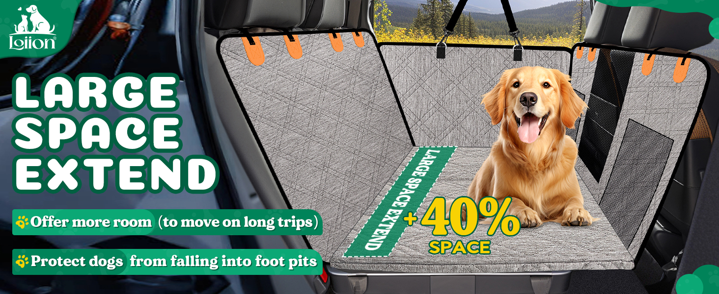 Loiion Dog Car Seat Cover - Waterproof & Protective Back Seat Liner for Cars, SUVs & Trucks - Durable, Non-Slip, Hard Bottom - Grey