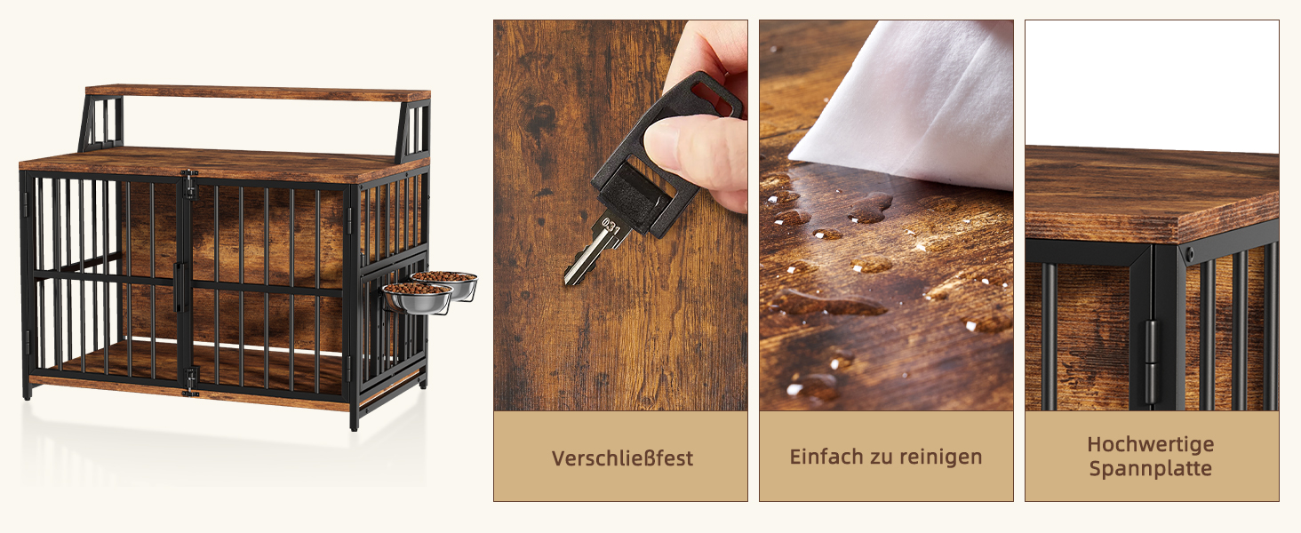 Будка для собак з дерева, 100x60x85 см, з годівницями, для собак до 35 кг, в стилі меблів