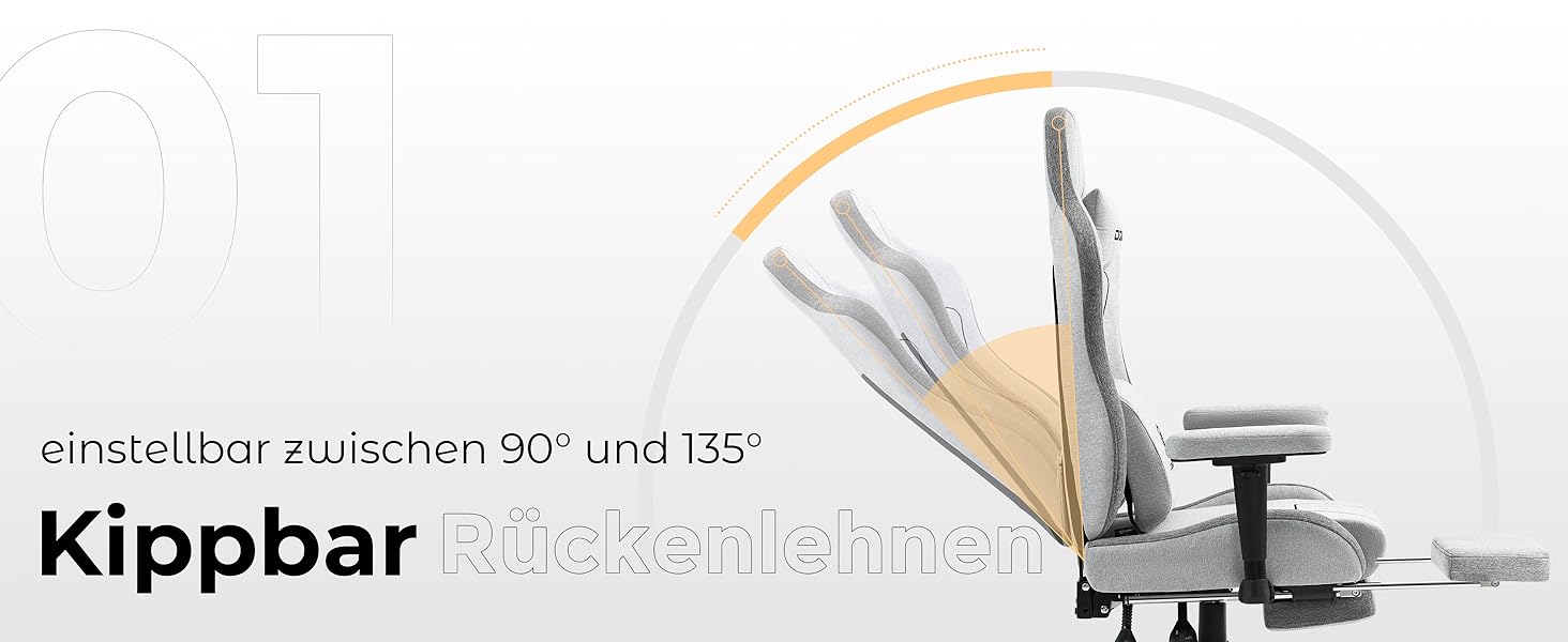 Ігровий крісло Dowinx з тканини, ергономічний геймерський крісло з м'якими підлокітниками, стабільний ігровий та офісний крісло для тривалого сидіння (Сірий)