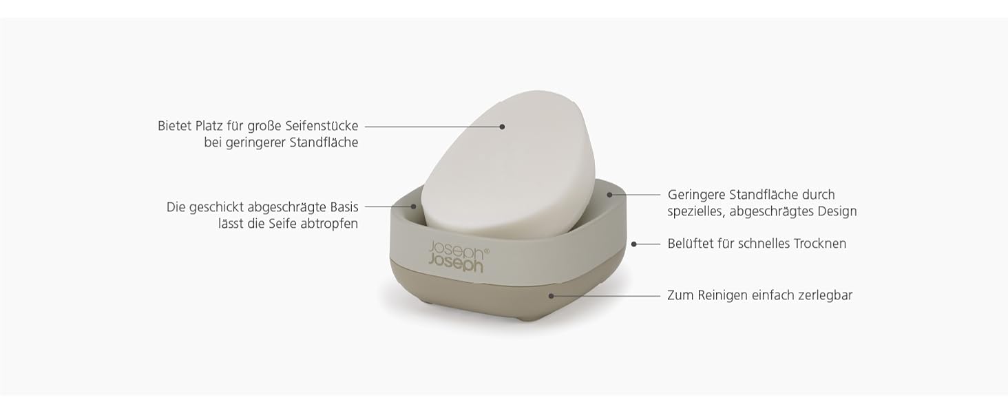 Мильниця Joseph Joseph Bathroom Slim – компактна з неслизькою основою, білий/сірий колір