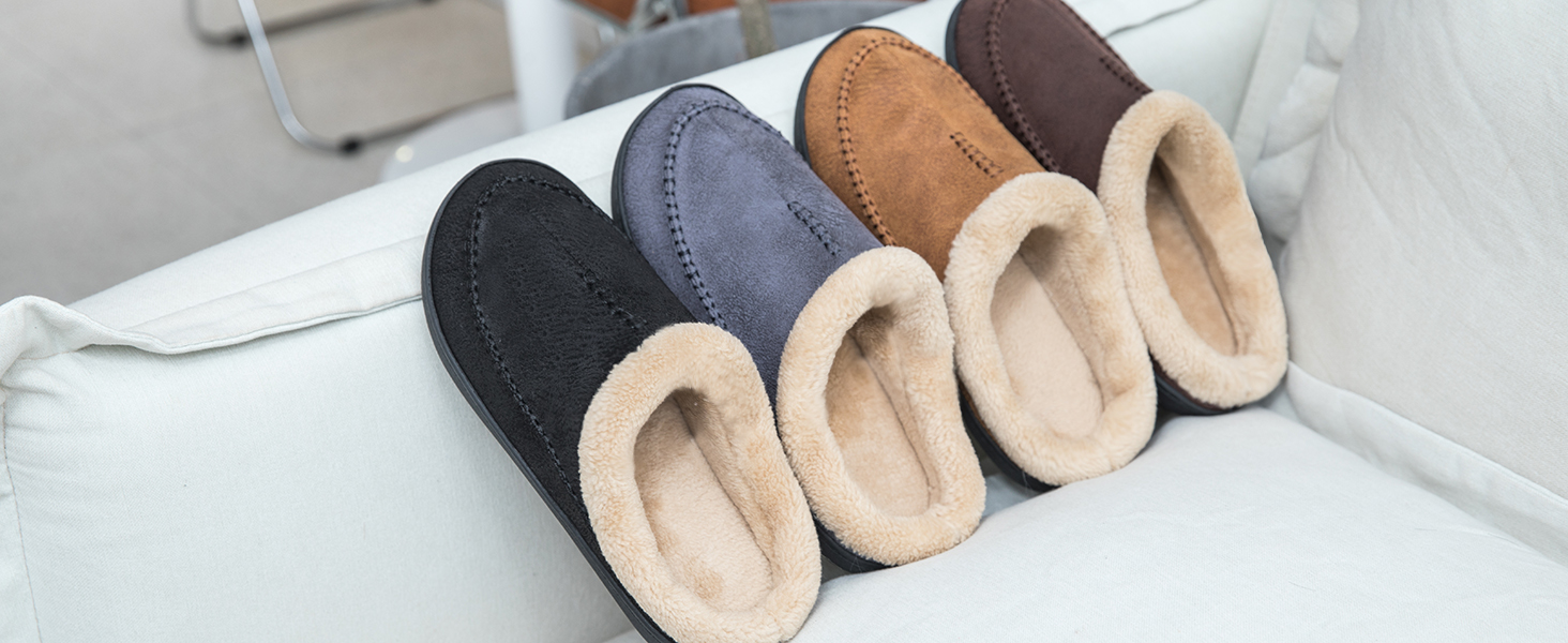 Чоловічі халапи Miqieer з піною пам'яті, теплі зимові халапи з плюшу, розмір 45/46 EU, колір кавовий