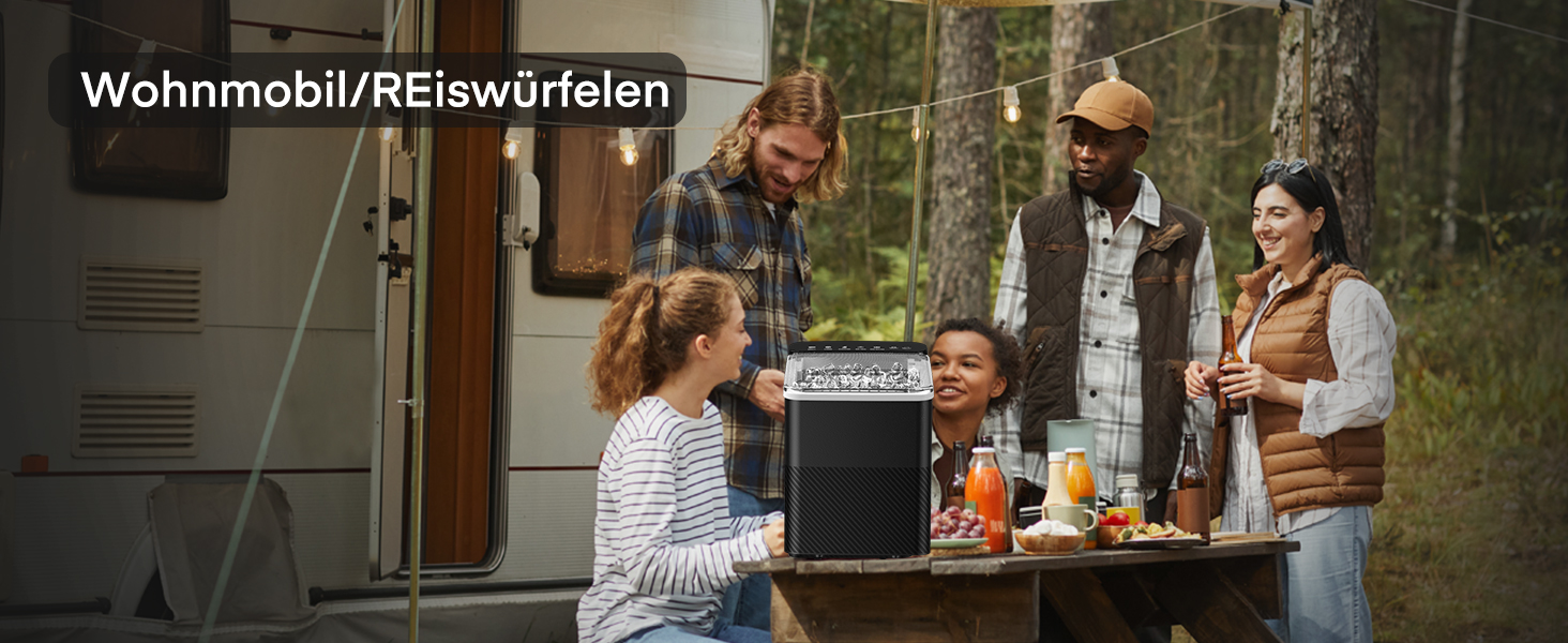 Машина для приготування льоду FOHERE, 14 кг/24 год, 9 кубиків за 5 хвилин, самоочисна, з лопаткою та кошиком, 2 розміри кубиків, для дому/офісу/бару/RV