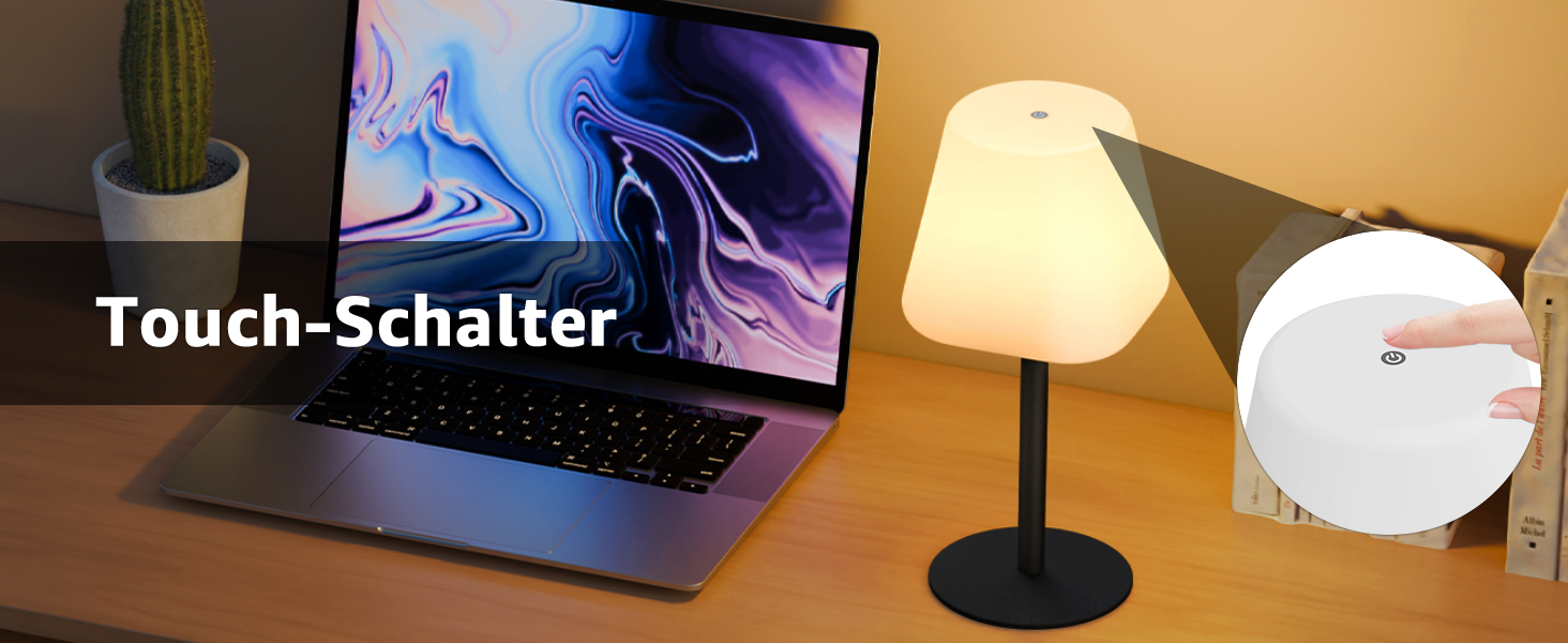 MALUX LED Акумуляторна Настільна Лампа, Бездротова, 8 Кольорів, IP44 Водонепроникна, для Дому, Саду, Готелю, Балкону, Кегль