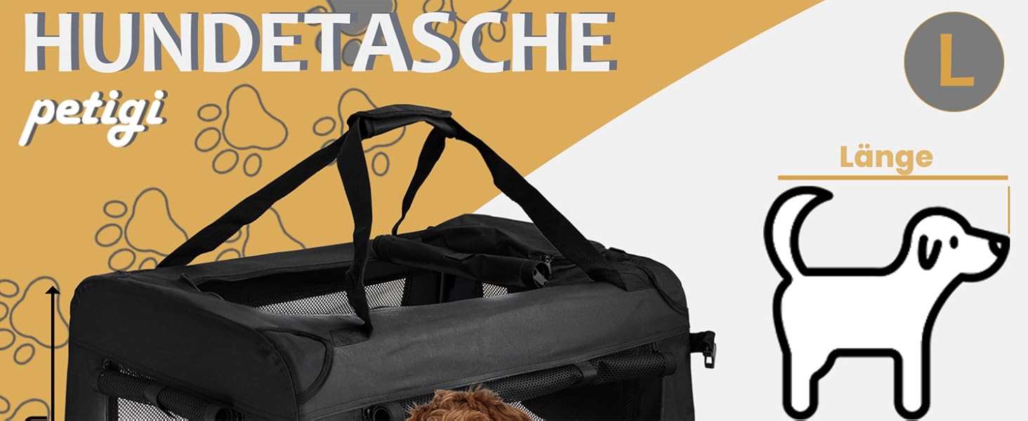 Складана переносна сумка-переноска для собак та котів Petigi (Чорний, L 70x52x51 см)