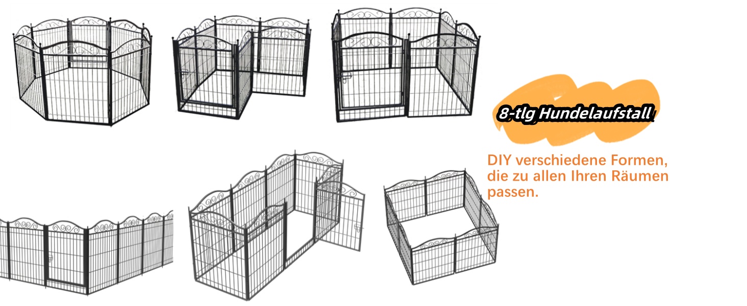 Летіжне полотно BingoPaw XXL для цуценят: міцний металевий забіг для собак, кроликів, котів, хом'яків (8 частин, 80 см)