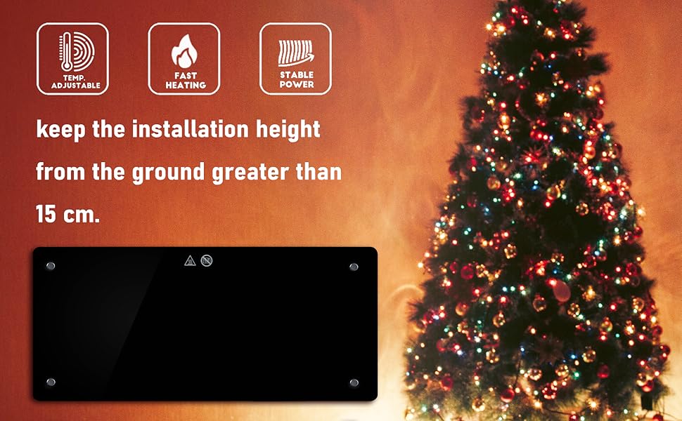 Конвектор DONYER POWER 2000W з склопанеллю, ультратонкий, настінний/підлоговий, чорний